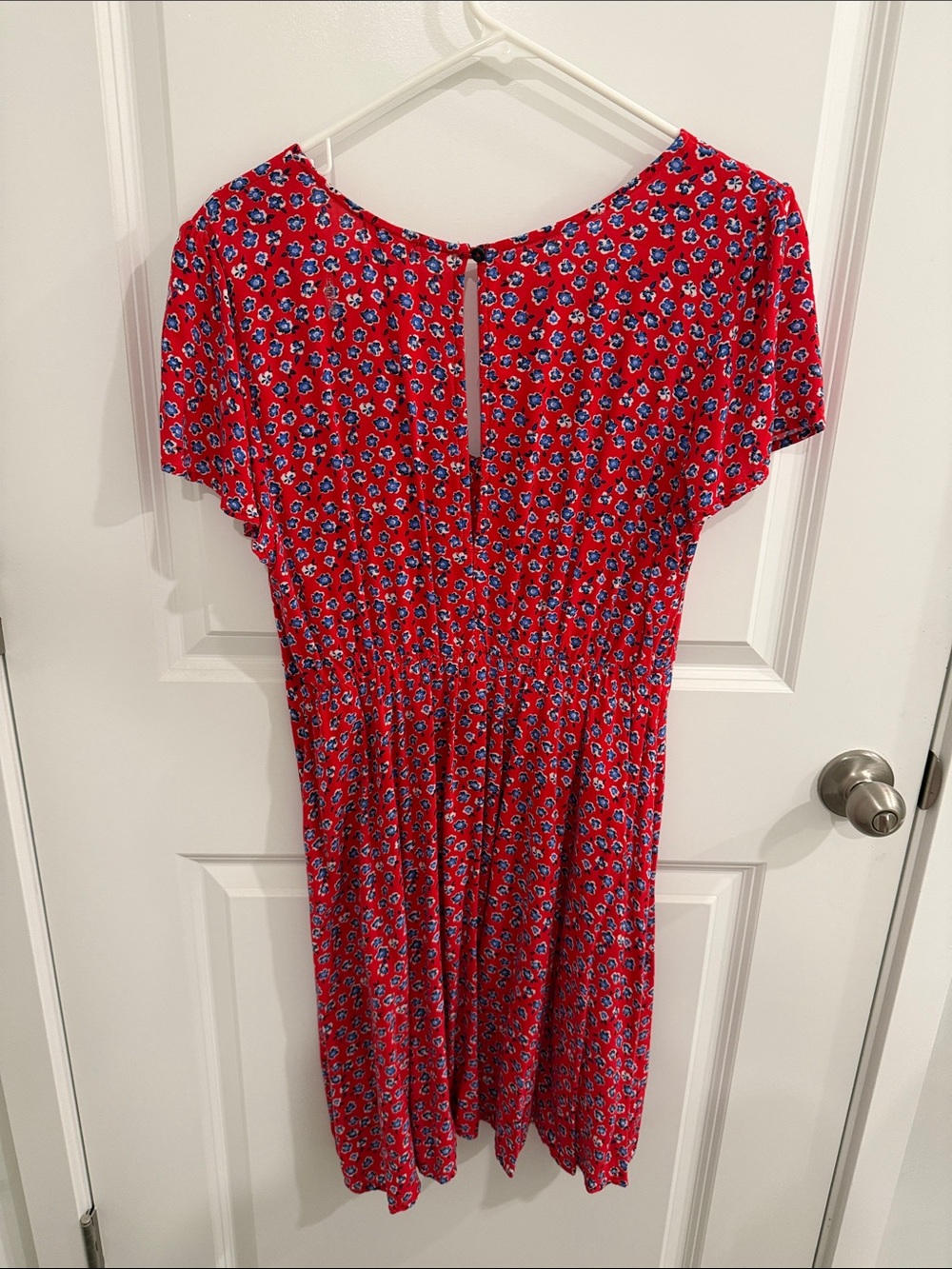 Red Floral V-Neck Button-Front Mini Dress - Picture 4 of 4